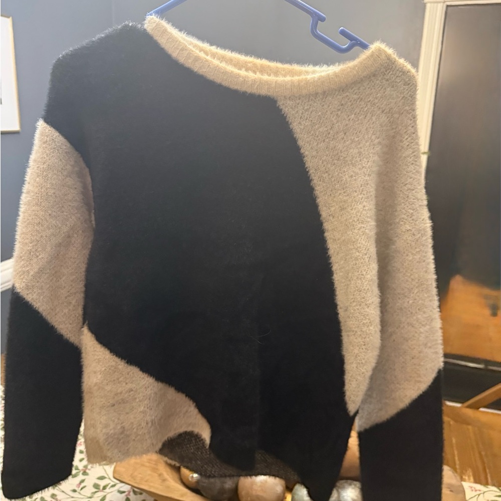 Elegant Black and Cream Women's Sweater
